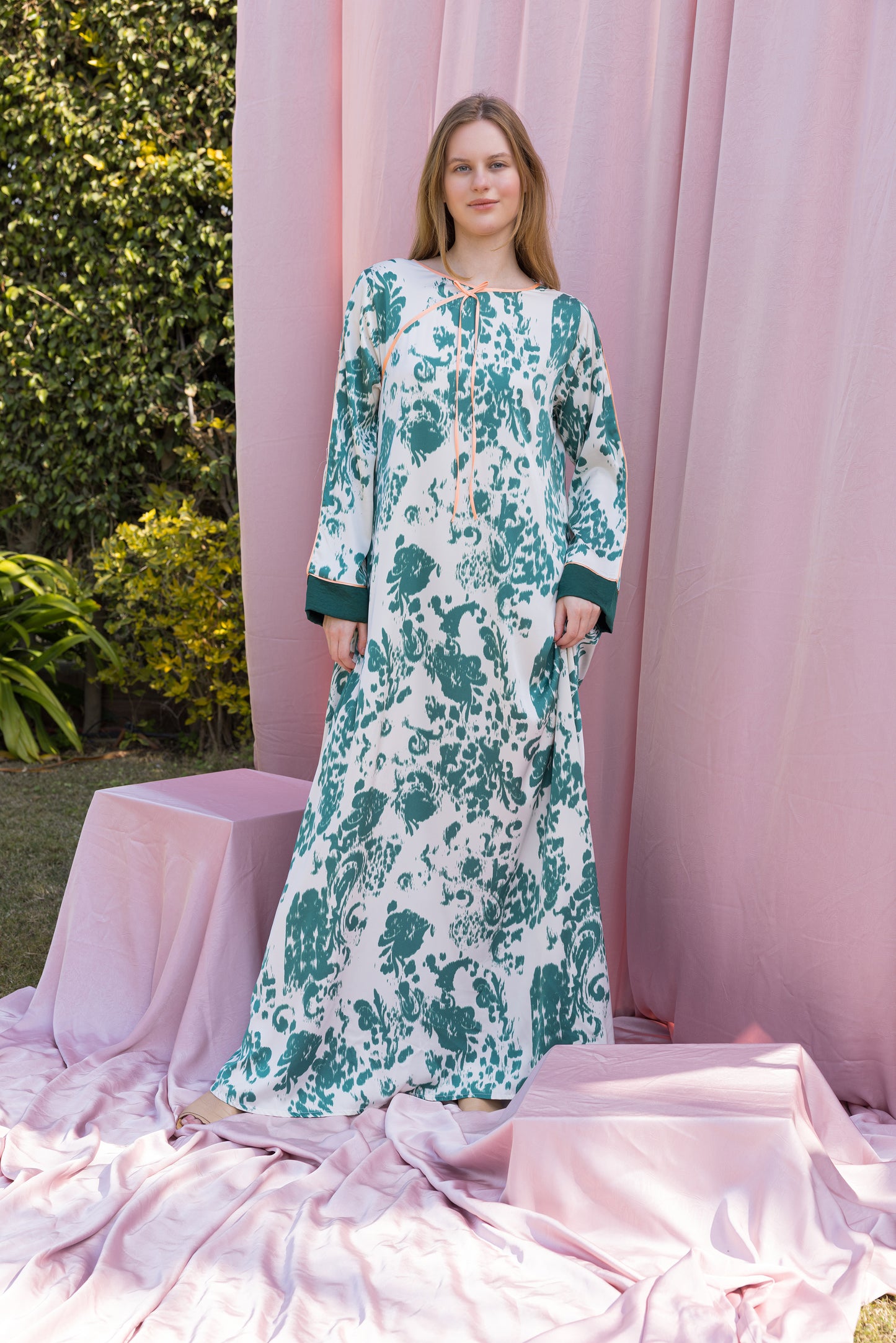 PEACH RIBBON GALABEYA | MODA PLUS | SM26894