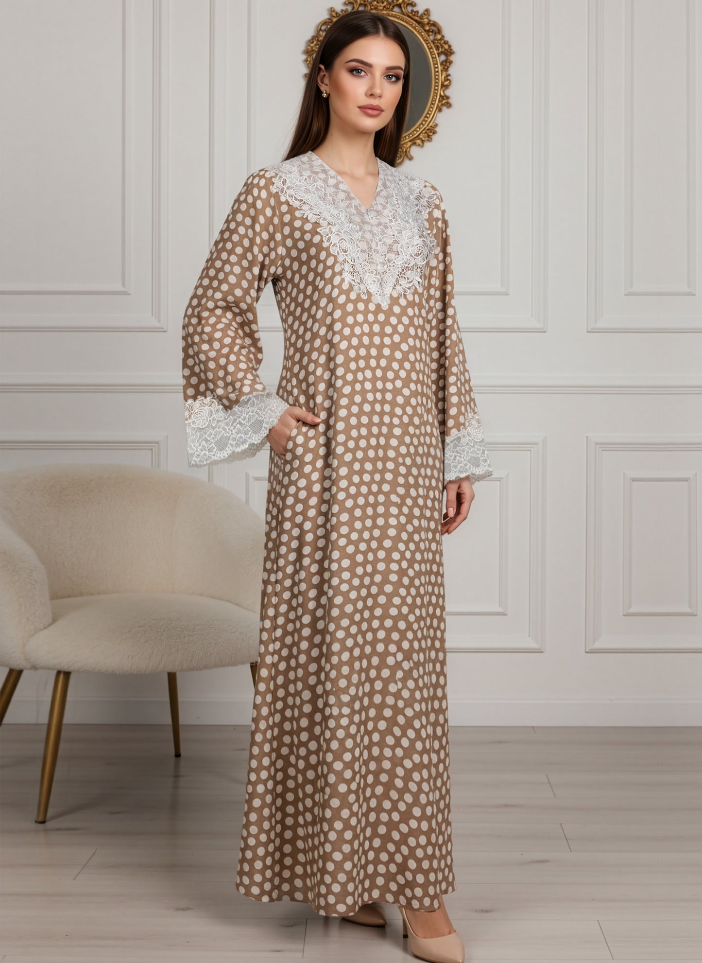 POLKA DOT LACE GALABEYA | JAMILA BY PLUS | SM26914