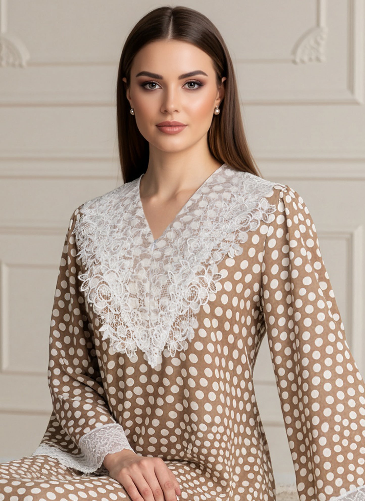 POLKA DOT LACE GALABEYA | JAMILA BY PLUS | SM26914
