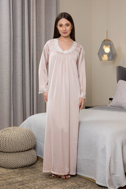 NUDE SATIN GOWN | MODA PLUS | SM25815