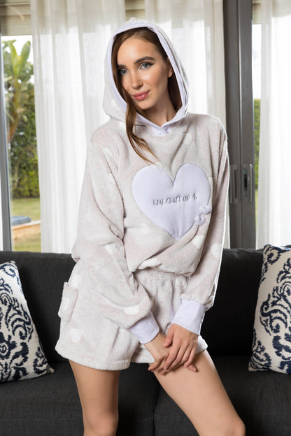 FLUFFY HEARTS HOODED SET | MODA PLUS | WN320