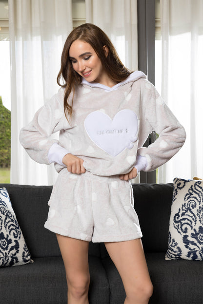 FLUFFY HEARTS HOODED SET | MODA PLUS | WN320
