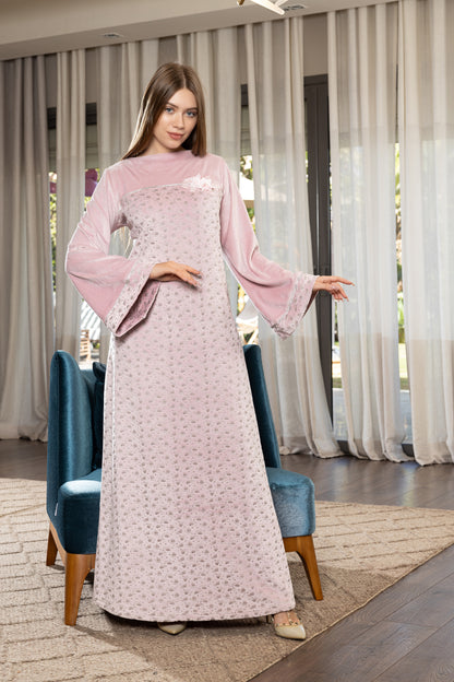 SILVERY PINK GALABEYA | MODA PLUS | WN342