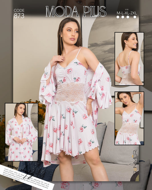 ROSES ROBE SET | MODA PLUS | SM25873