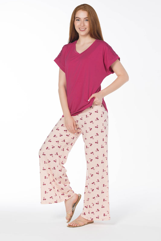CHERRY FLOWERS PAJAMAS | MODA PLUS | SM25521