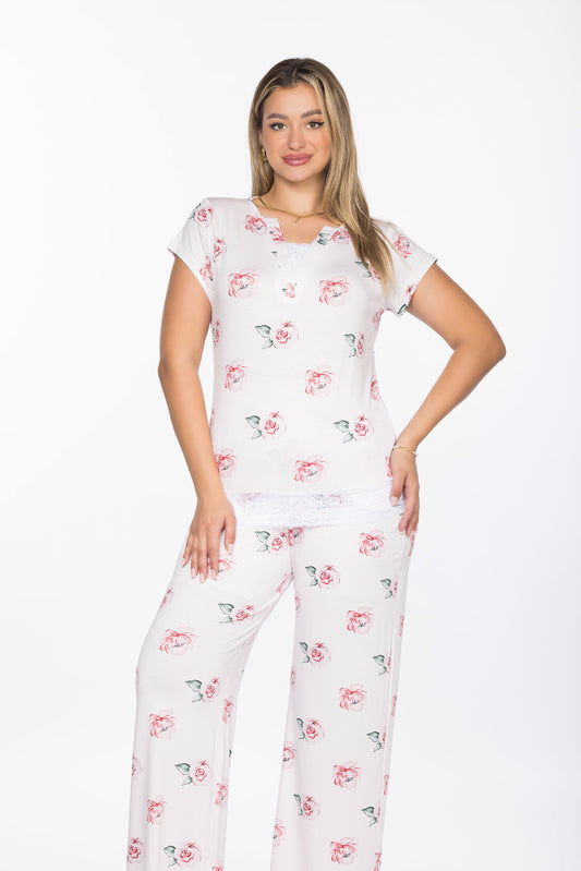 PINK ROSES PAJAMAS | MODA PLUS | SM25517