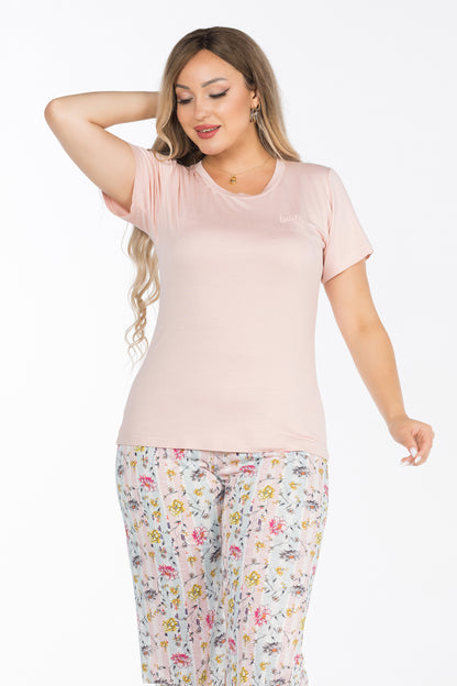 FRESH FLOWERS SHORT SLEEVES PAJAMAS | MODA PLUS | SM25721