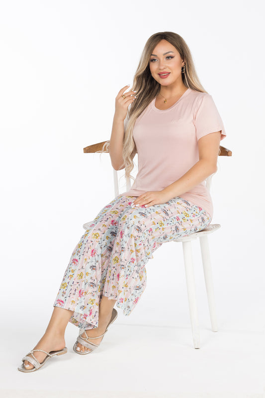 FRESH FLOWERS SHORT SLEEVES PAJAMAS | MODA PLUS | SM25721