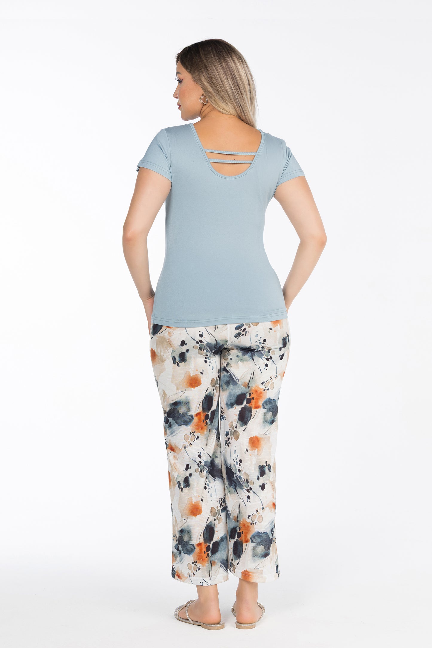 TEAL FLOWERS PAJAMAS | MODA PLUS | SM25724