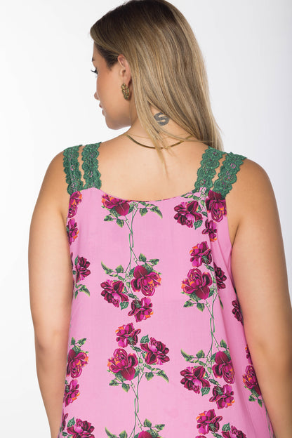 HOT PINK ROSES DRESS | MODA PLUS | SM25891