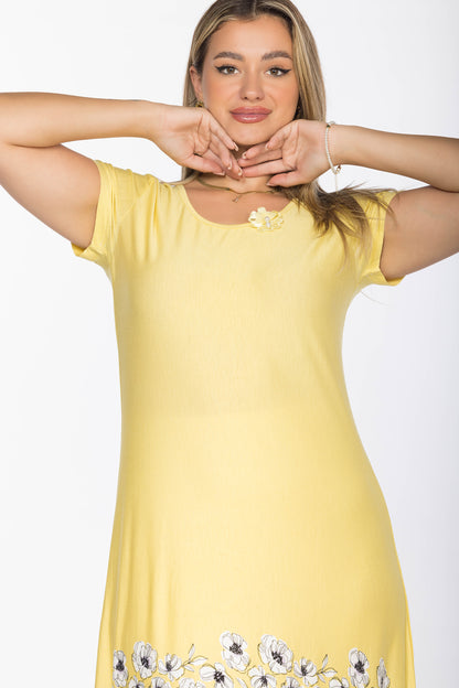 YELLOWISH NIGHT SHIRT | MODA PLUS | SM25993
