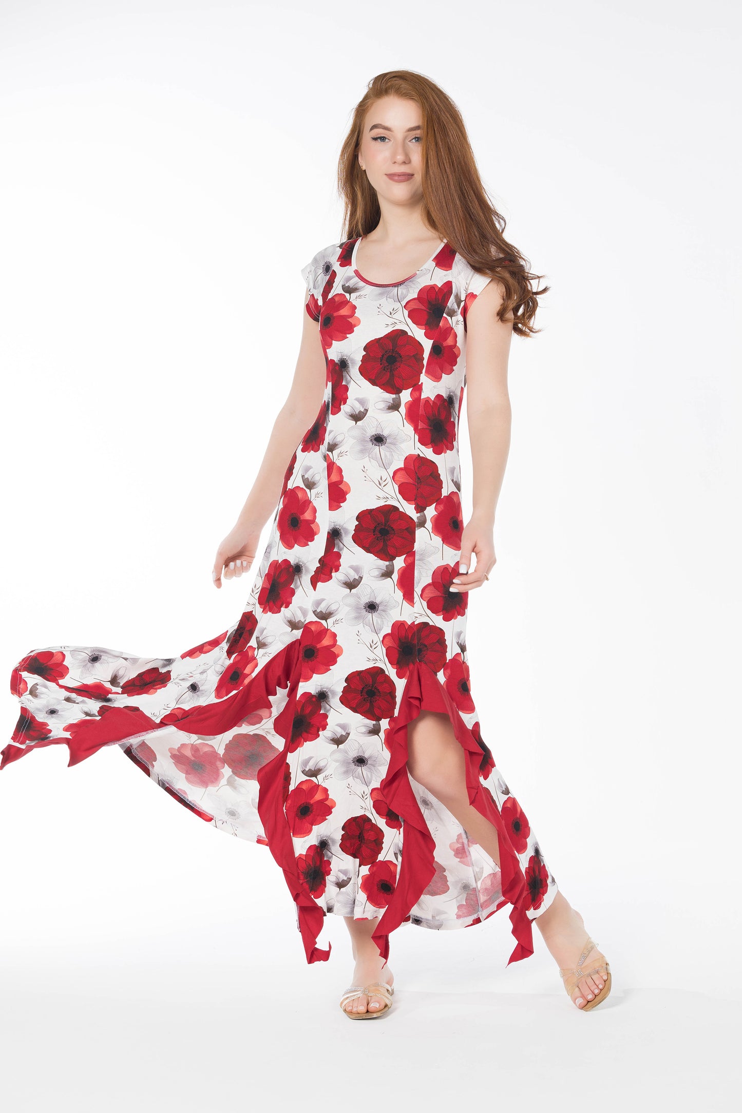 RED FLOWERS DRESS | MODA PLUS | SM25997