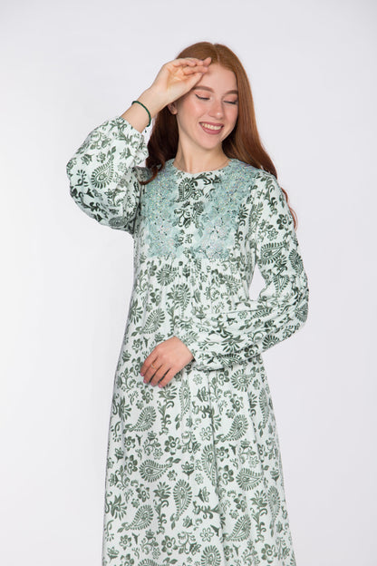 OLIVE PAISLEY GOWN | MOIDA PLUS | WN215****