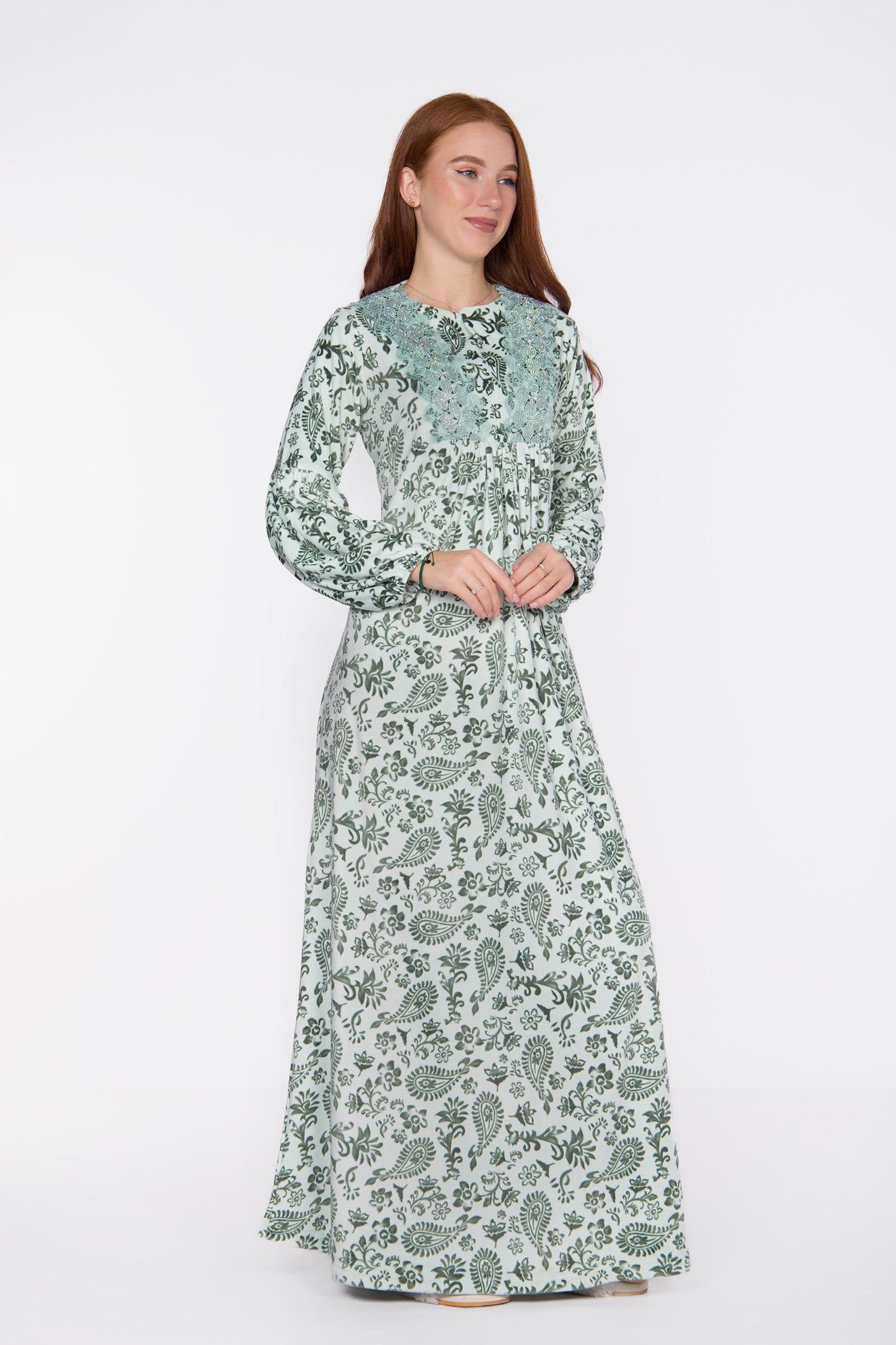 OLIVE PAISLEY GOWN | MOIDA PLUS | WN215****