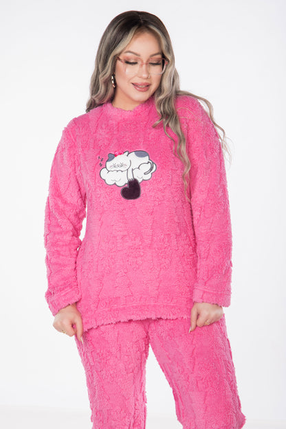 FLUFFY SOLID PAJAMAS | MODA PLUS | WN397