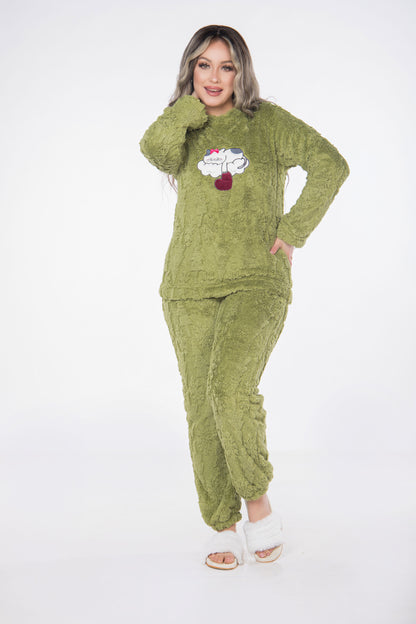 FLUFFY SOLID PAJAMAS | MODA PLUS | WN397