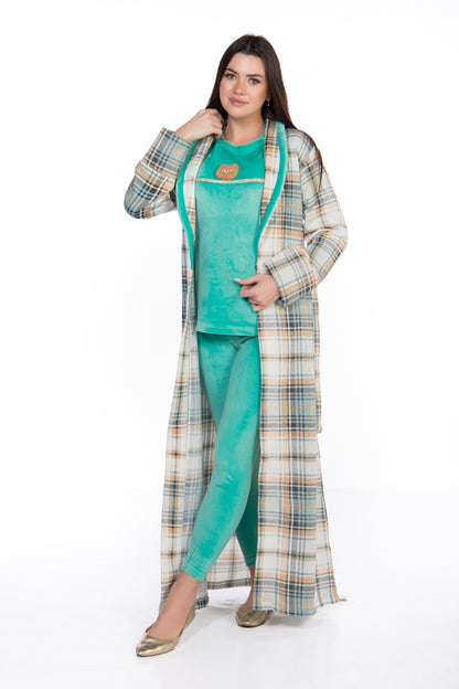 MINT CHECKER LONG SET | MODA PLUS | HOMEWEAR