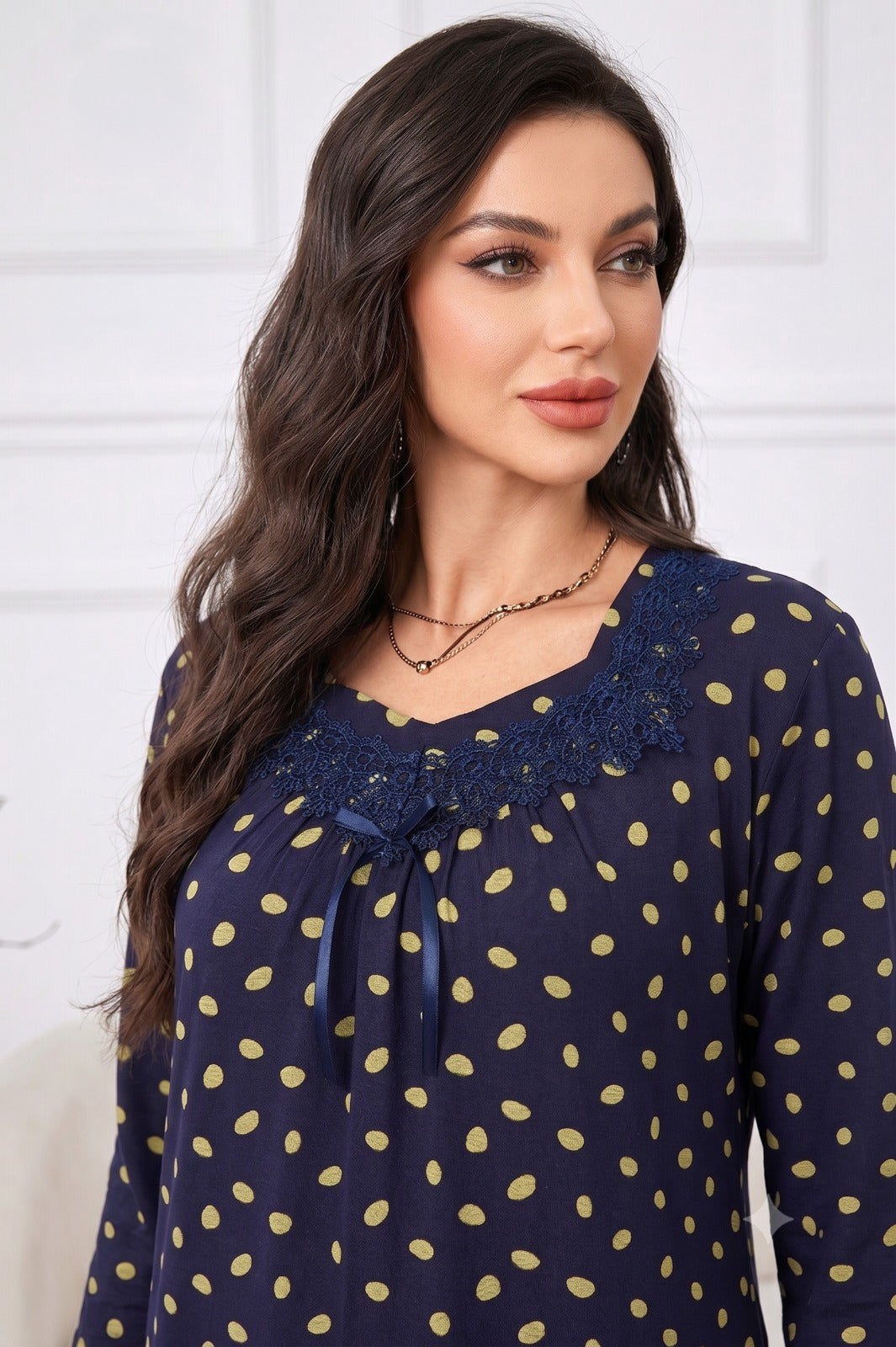 NAVY POLKA DOT GALABEYA | MODA PLUS | SM26619