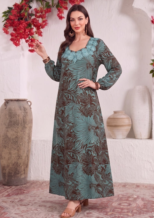 TURQUOISE FLORA GOWN | MODA PLUS | SM26621