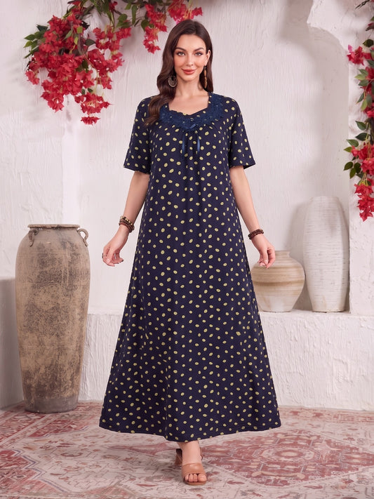NAVY POLKA DOT GALABEYA | MODA PLUS | SM26619