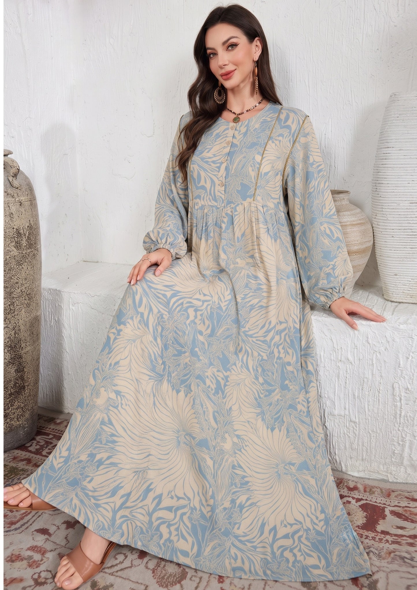 BLUE FLORA GOWN | MODA PLUS | SM26756